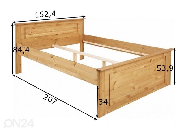 Sänky Hugo 140x200 cm mitat