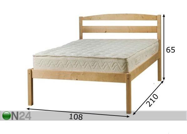 Sänky koivusta 100x200 cm mitat
