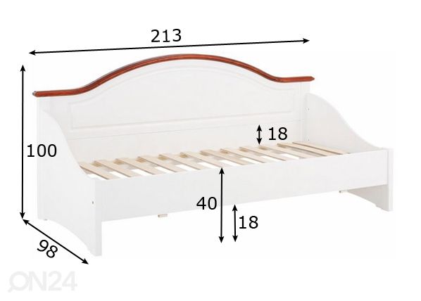 Sänky Konrad 90x200 cm mitat