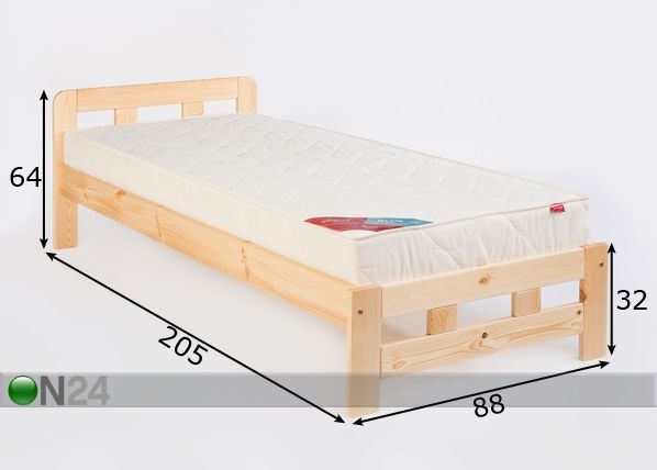 Sänky KRISTINA 80x200 cm mitat