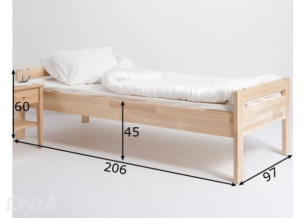 Sänky Kuusamo, koivu 90x200 cm mitat