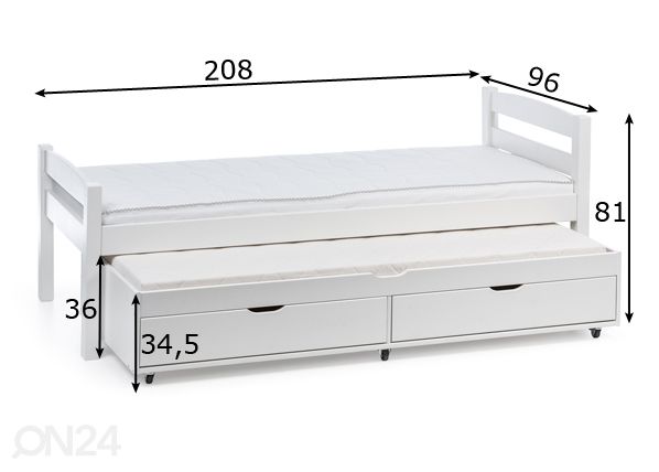 Sänky Merili varasängyllä 90x200 cm mitat