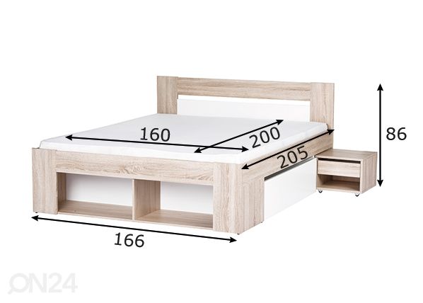 Sänky Milo 160x200 cm mitat