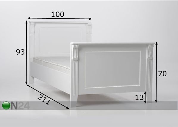 Sänky Monaco 90x200 cm mitat