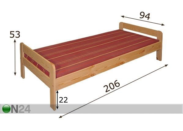 Sänky MONIEK 90x200 cm mitat