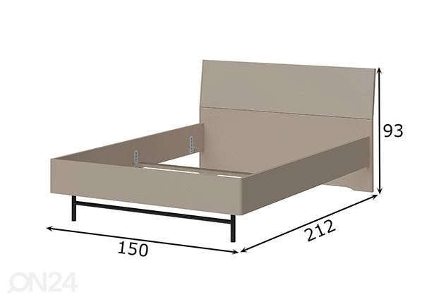 Sänky MONTEO 140x200 cm mitat