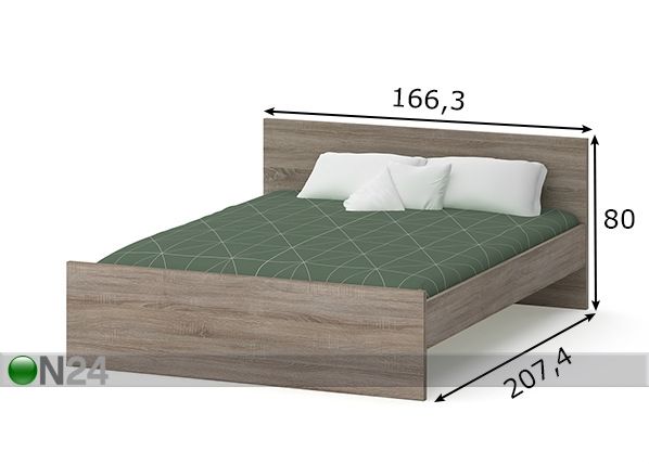 Sänky Naia 160x200 cm + pohja 160x200 cm mitat