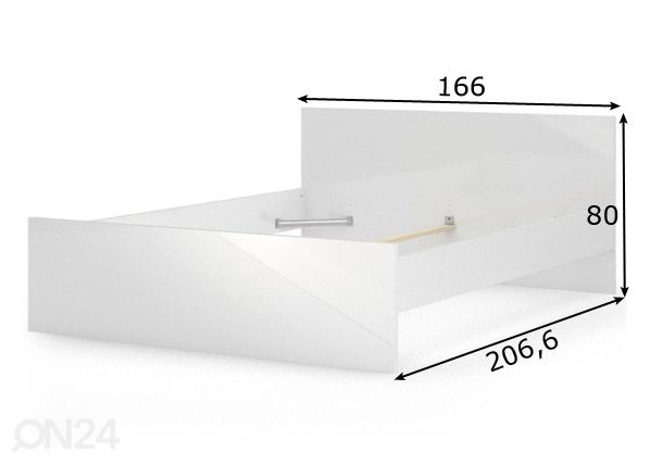 Sänky Naia 160x200 cm, valkoinen korkeakiilto mitat