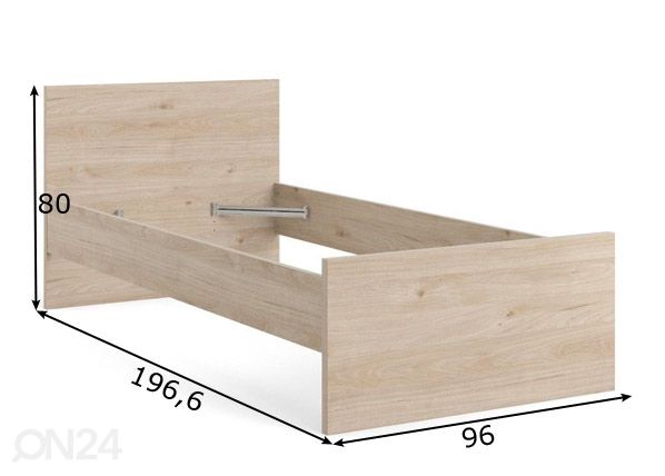 Sänky Naia 90x190 cm, hikkori mitat