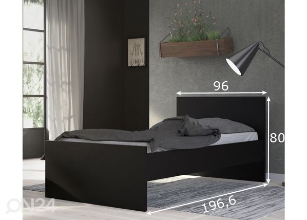 Sänky NAIA 90x190 cm, matta musta mitat