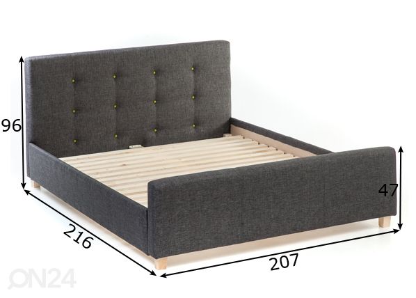 Sänky nappikoristeilla Venecija 200x200 cm mitat
