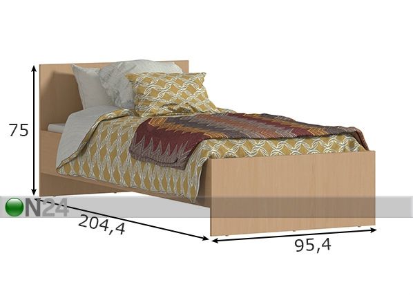 Sänky Nika 90x200 cm mitat