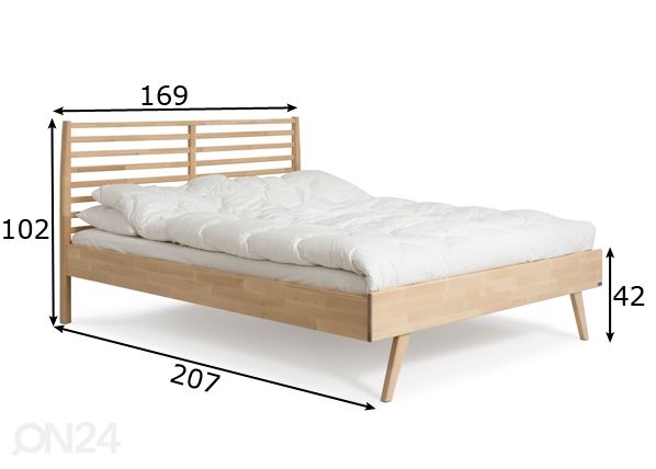Sänky Notte, koivu 160x200 cm mitat