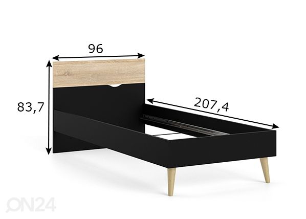 Sänky Oslo 90x200 cm mitat