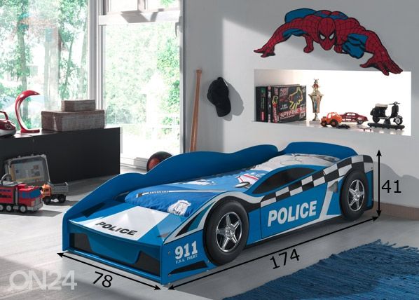 Sänky POLICE CAR 70x140 cm mitat