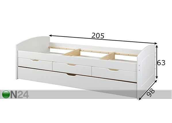 Sänky Rieka 90x200 cm mitat