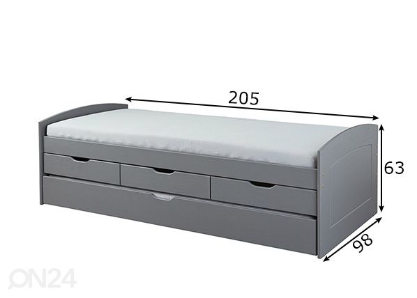 Sänky Rieka 90x200 cm mitat