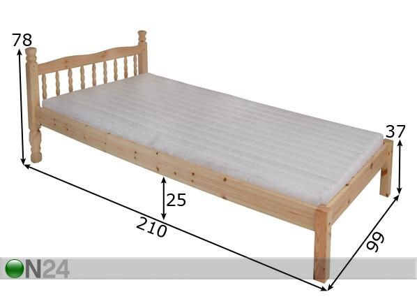 Sänky SAMI 90x200 cm mitat