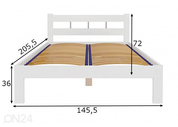 Sänky + sängynpohja 140x200 cm mitat