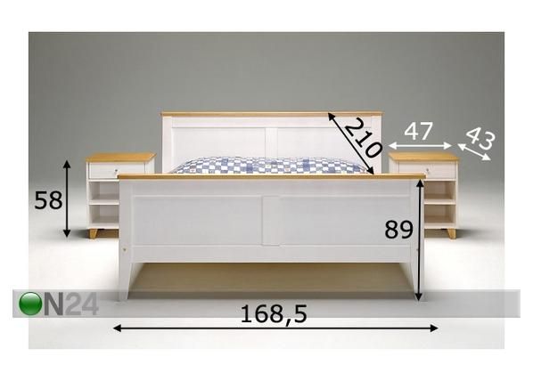 Sänky SCALA 160x200 cm + yöpöydät, 2 kpl mitat
