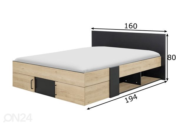 Sänky Swivel 140x190 cm mitat