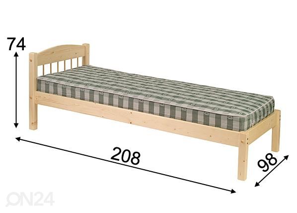 Sänky TIINA 90x200 cm mitat