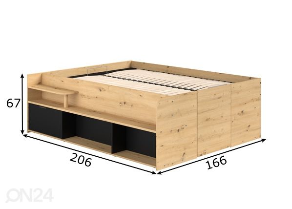 Sänky Travel 140x200 cm mitat
