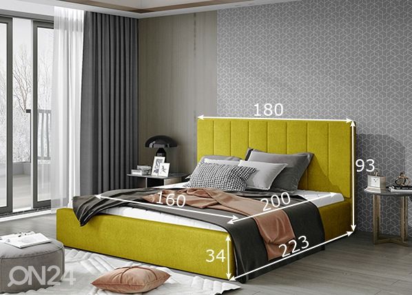 Sänky vuodevaatelaatikolla 160x200 cm mitat