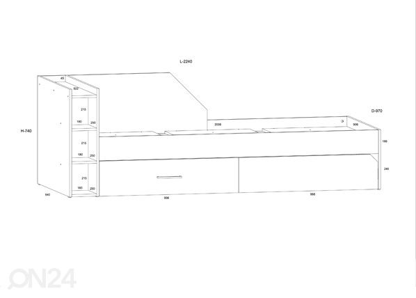 Sänky vuodevaatelaatikolla Pax 90x200 cm mitat