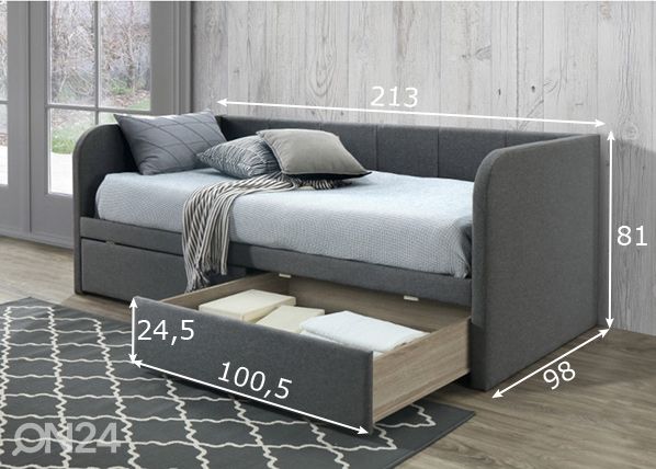 Sänky vuodevaatelaatikolla Zita 90x200 cm mitat