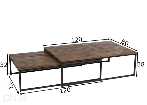 Sarjapöytä Dusky, 2 kpl mitat
