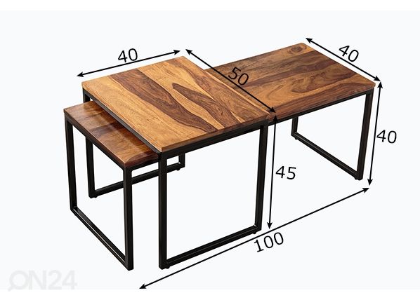 Sarjapöytä Elements, 2 kpl mitat