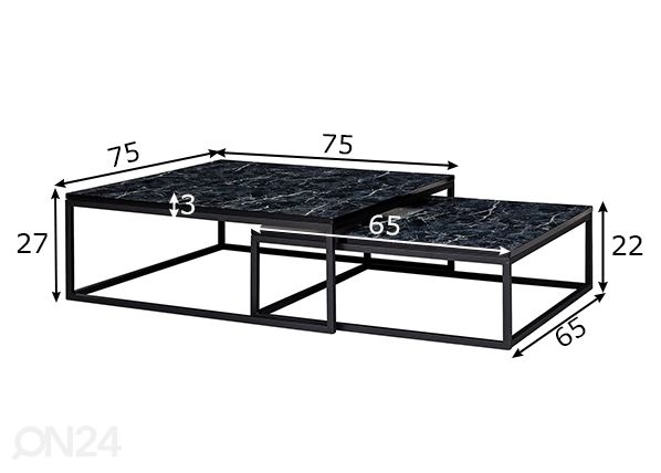 Sarjapöytä Marmor, musta 2 kpl mitat