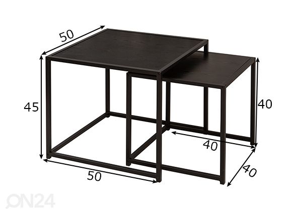 Sarjapöytä Slim Line, 2 kpl mitat