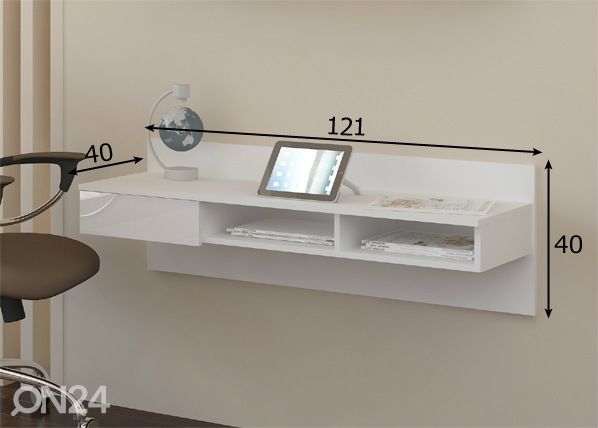 Seinään kiinnitettävä työpöytä mitat
