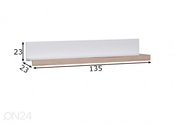 Seinähylly 135 cm mitat