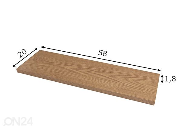 Seinähylly 58 cm, tammi mitat