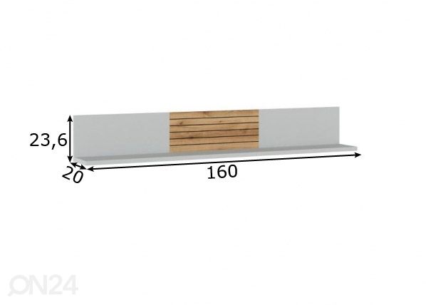 Seinähylly Alverno 160 cm, vaaleanharmaa/ tammi mitat