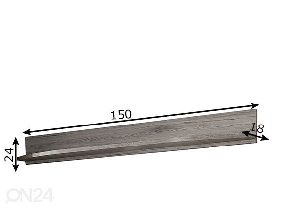 Seinähylly Ontario 150 cm, san remo tammi mitat