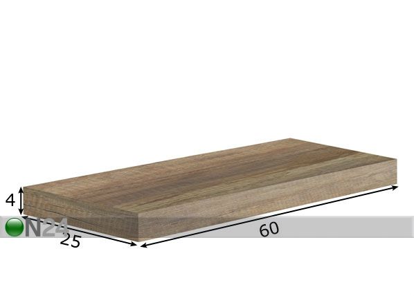 Seinähylly TUNA 2 60 cm mitat