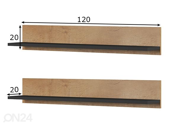 Seinähyllyt 2 kpl mitat