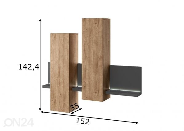Seinäkaappi 152 cm mitat