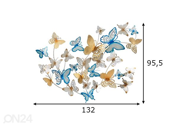 Seinäkoriste Butterflies 132x95,5 cm mitat