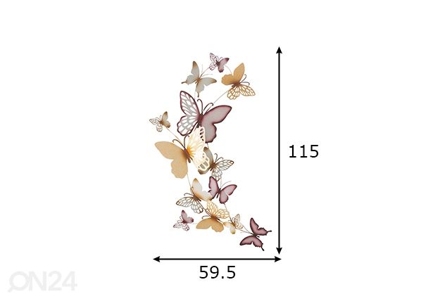 Seinäkoriste Butterflies 59,5x111,5 cm mitat