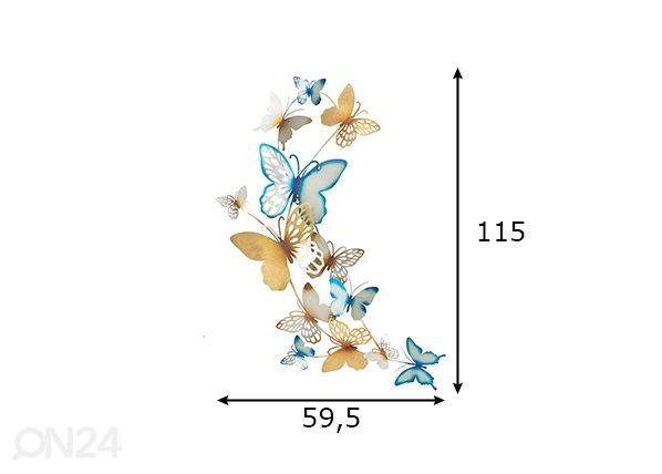 Seinäkoriste Butterflies 59,5x111,5 cm mitat