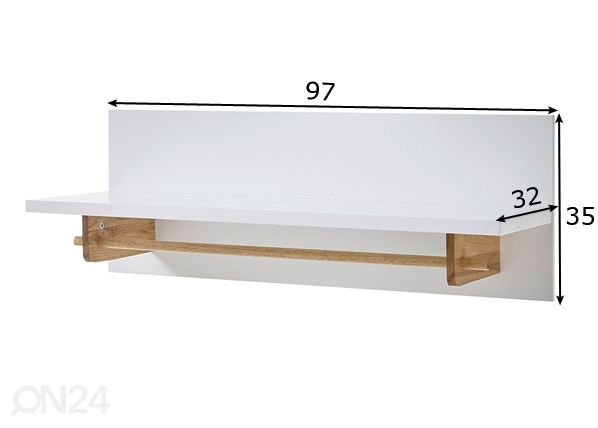 Seinänaulakko hyllyllä mitat