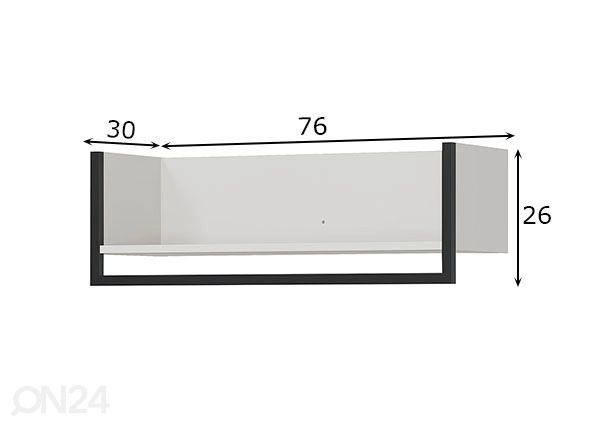 Seinänaulakko hyllyllä Madeo 76 cm mitat