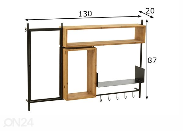 Seinänaulakko peilillä Tina 130 cm mitat