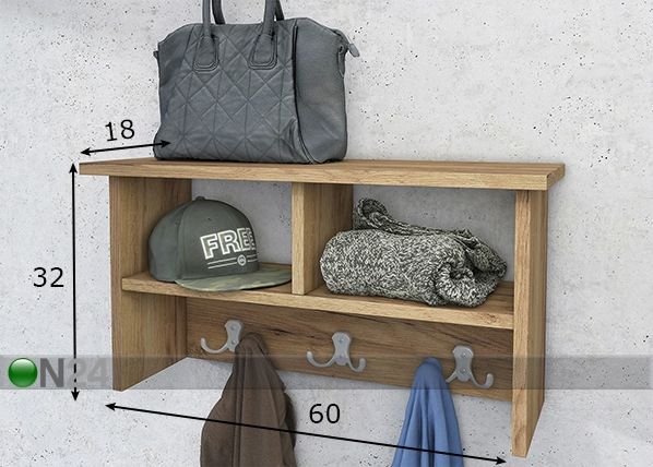 Seinänaulakko / seinähylly Penta mitat