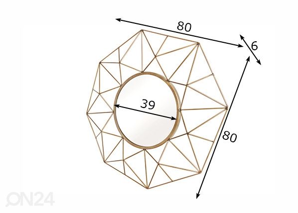 Seinäpeili Diamond 80x80 cm mitat
